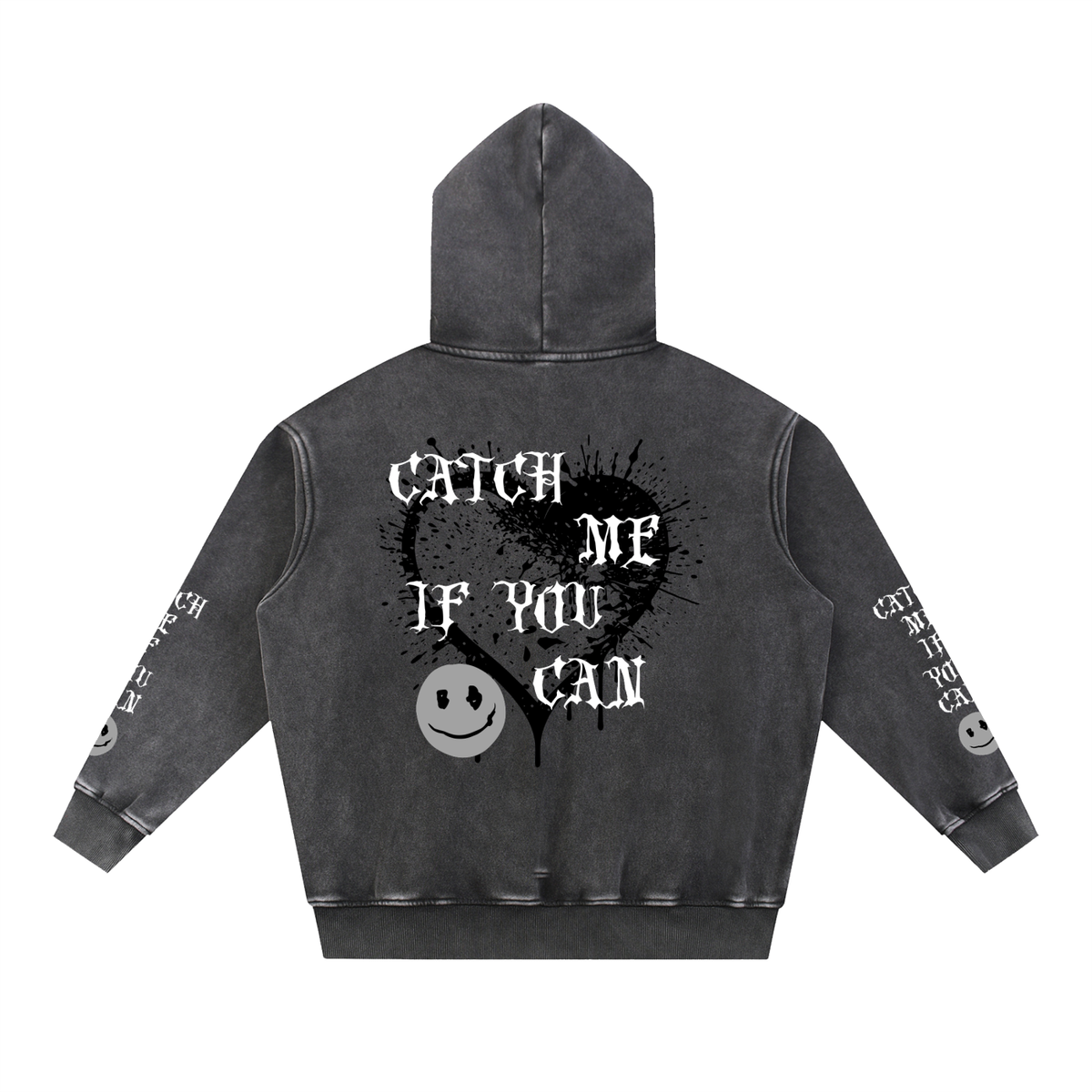 CATCH ME IF YOU CAN // Snow Wash Fleece Oversize Hoodie