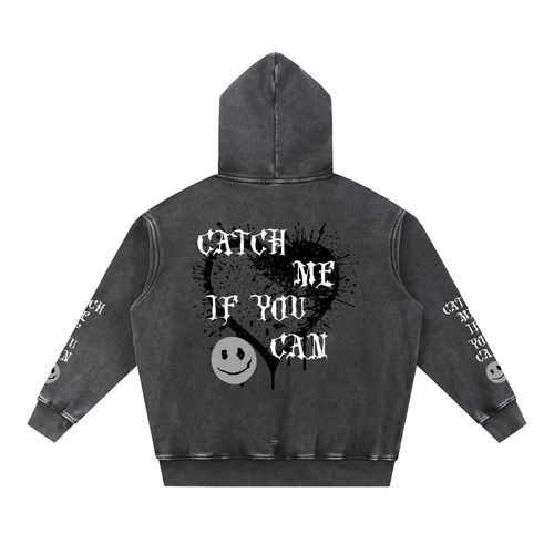 CATCH ME IF YOU CAN // Snow Wash Fleece Oversize Hoodie