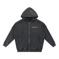 MELT YOUR BRAKES // Snow Washed Tape Raw Edge Zip Hoodie